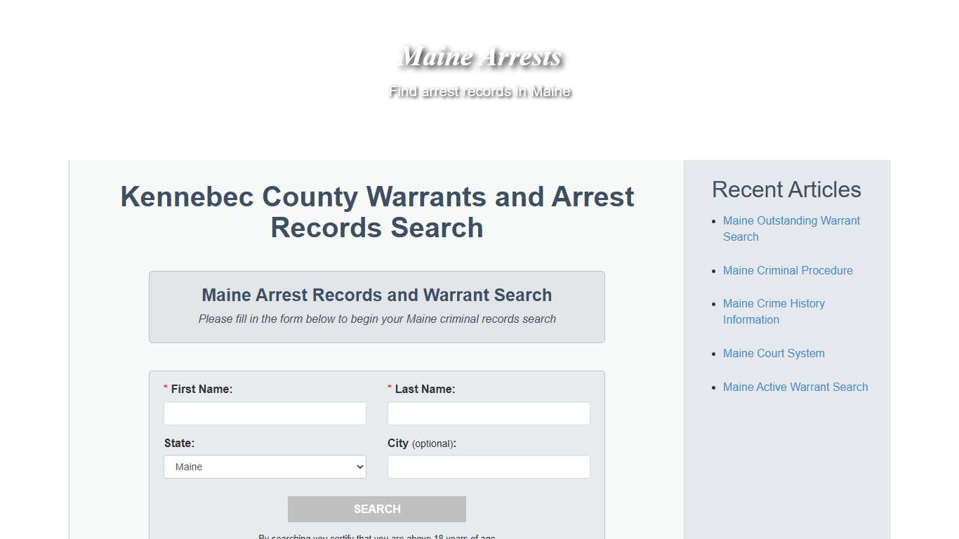 Kennebec County Warrants and Arrest Records Search - Maine Arrests